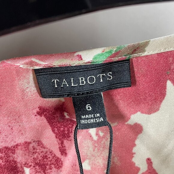 NEW Talbots Shirt Womens 6 pink green floral blouse preppy classic casual - Picture 4 of 10